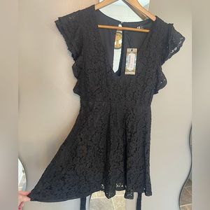 Mini Black Lace Reception Dress